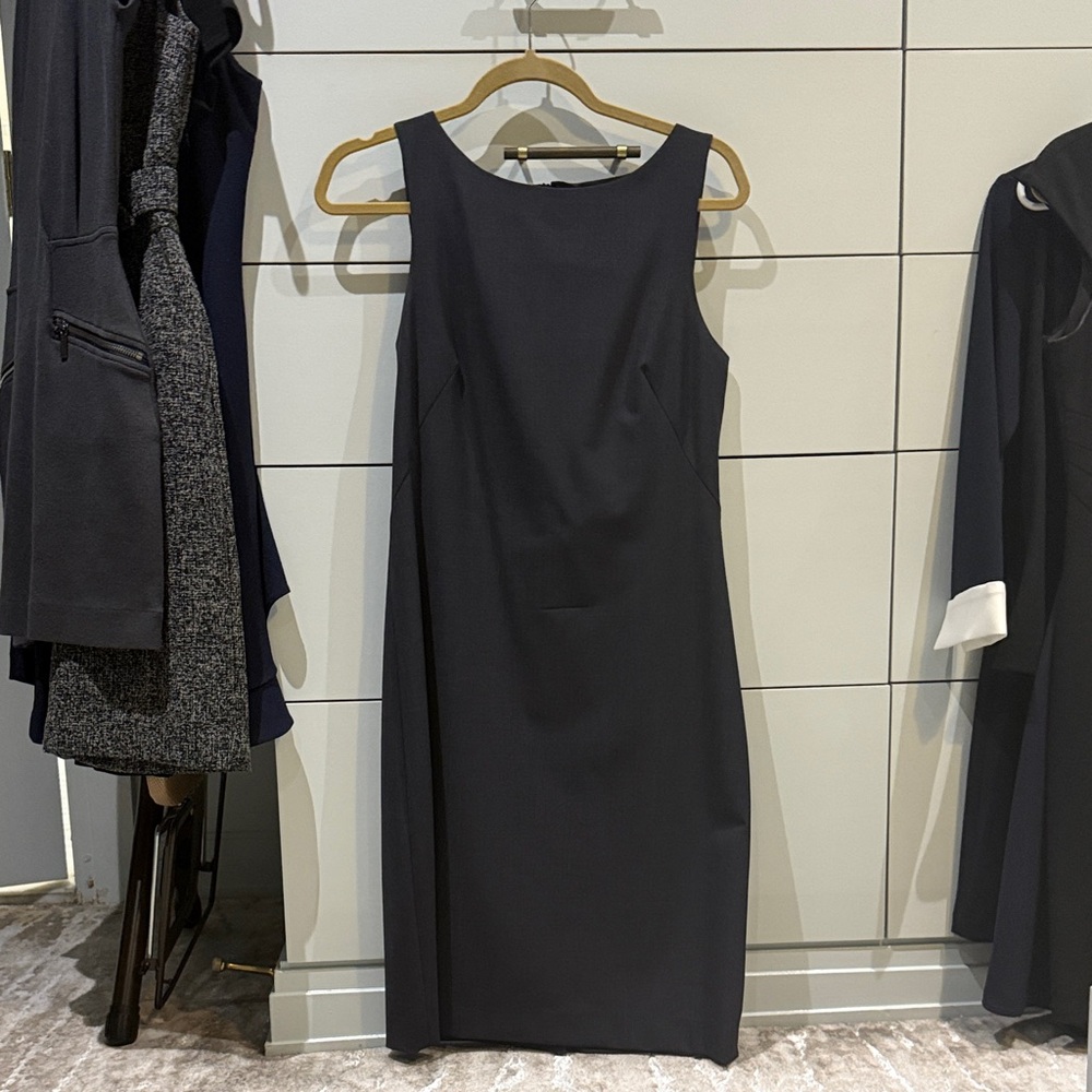 Theory Black Wool Midi Dress